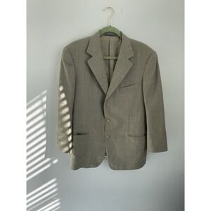 Vintage Ermenegildo Zegna 3‎ Button Brown Jacket Size 44 100% Wool Made In Italy